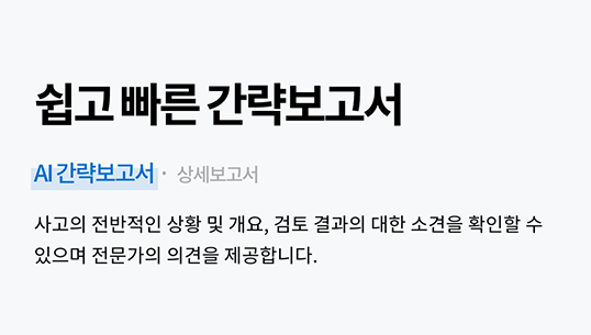 AI 간략보고서의 사고 개요·검토 소견 안내