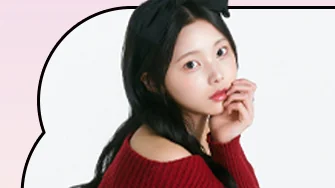 붉은 니트 차림의 모델을 담은 촬영 사진