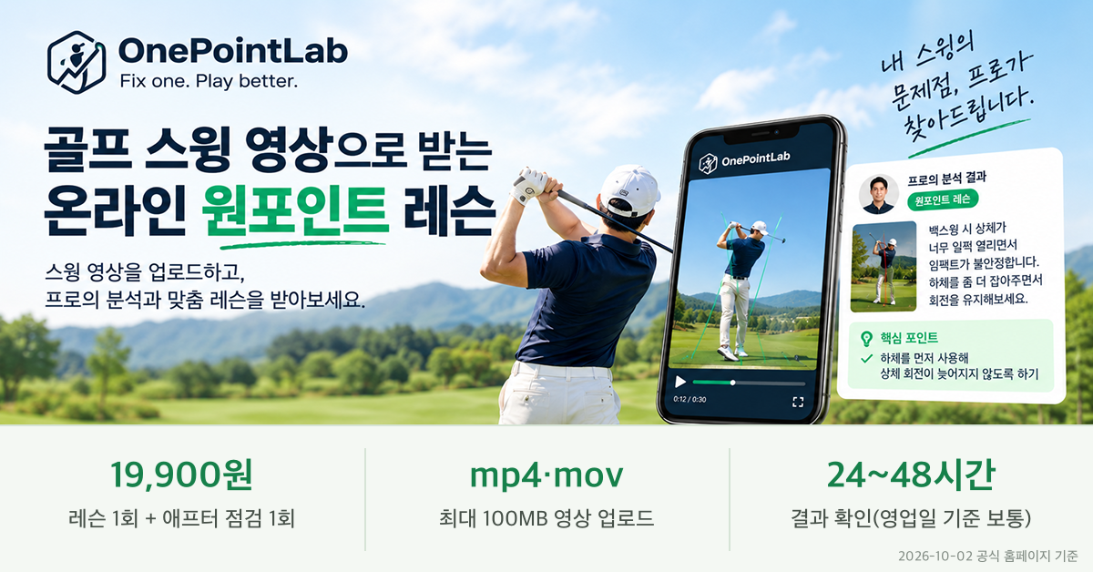 광고주가 제공한 원포인트랩 온라인 원포인트 레슨 안내 이미지와 공식 가격·영상 규격·결과 시간