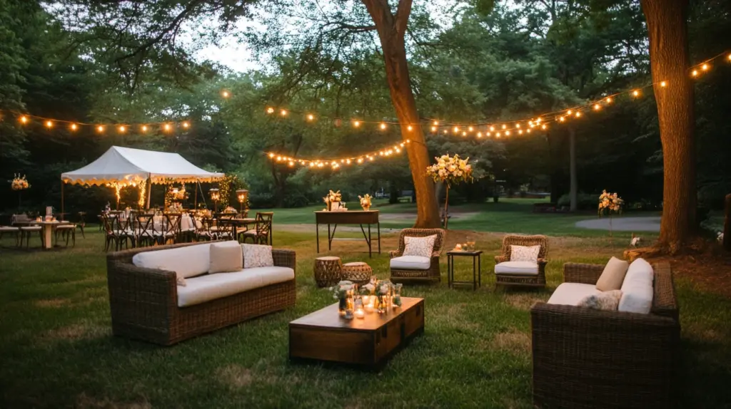 Guest comfort amenities at outdoor wedding venue