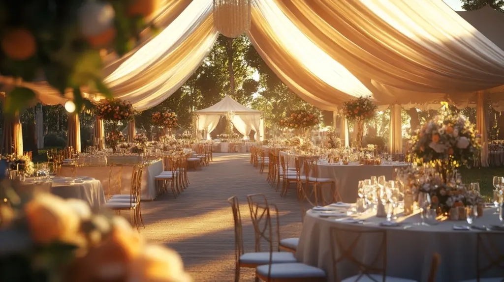 Professional outdoor wedding setup and equipment